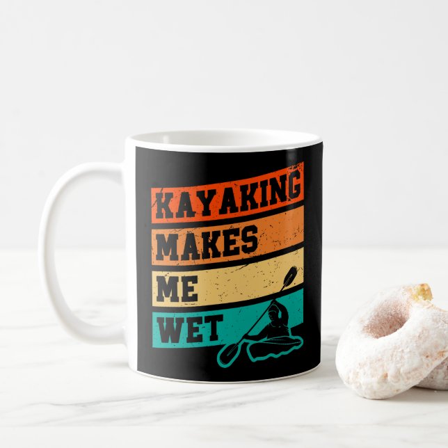 Funny Kayak Lover Kayaking Retro River Kayaker  Coffee Mug (With Donut)