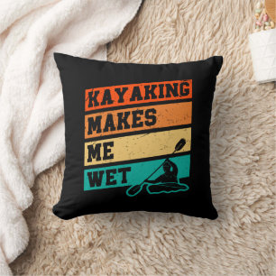 Funny Kayak Lover Kayaking Retro River Kayaker Throw Pillow