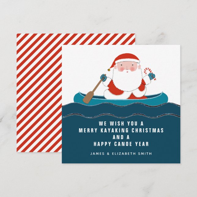Funny Kayaking Canoe Cartes de Noël (Devant / Derrière)
