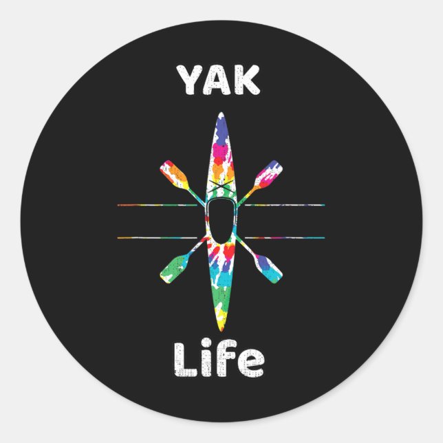 Funny Kayaking Gift Yak Life Boating Kayak Paddle  Classic Round Sticker (Front)