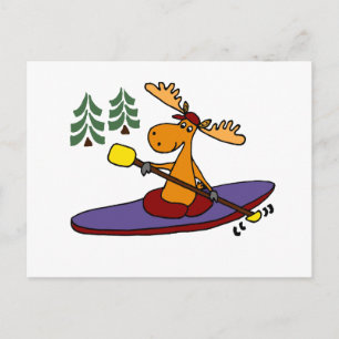Funny Kayaking Moose Postcard