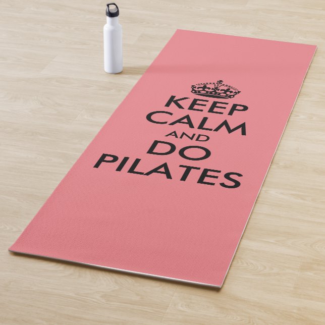 Funny keep calm and do pilates coral pink yoga mat (In Situ)