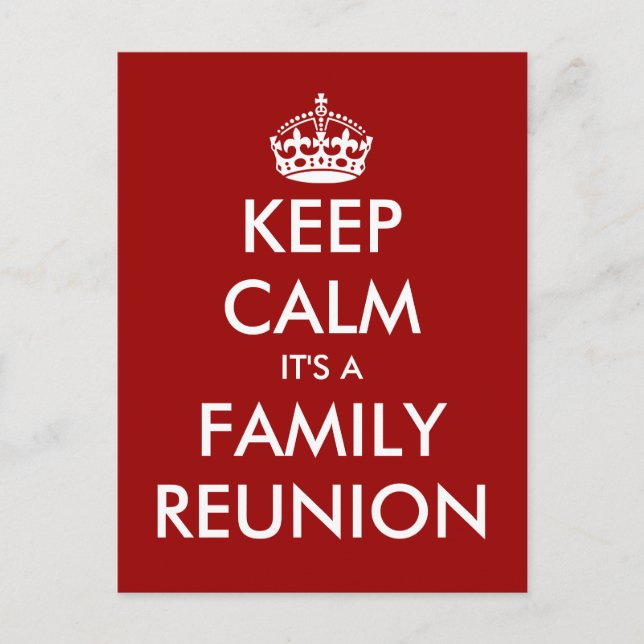 Funny keep calm family reunion postcards (Front)