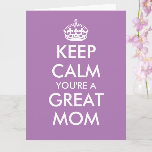 Funny keep calm Happy Mother's Day greeting Card (Orchid)
