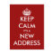 Funny keep calm moving postcard for new address