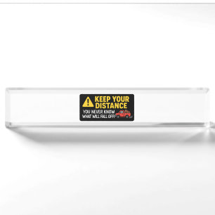 Funny Keep Your Distance Bumper Sticker - Nameplate