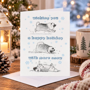 Funny Keeshond Dog Cartoon   Snowballs Christmas Holiday Card