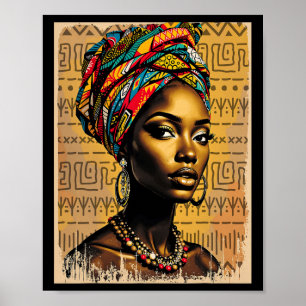 Funny Kente Cloth Head Wrap African American Women Poster