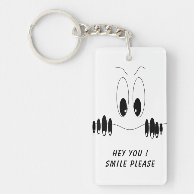 Funny Keychain Gift with Curiosity Eyes - Smile (Front)