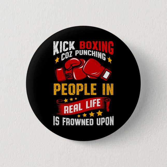 Funny Kickboxing  2 Inch Round Button (Front)