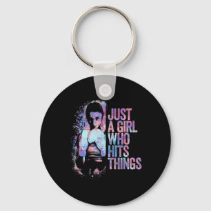 Funny Kickboxing Just A Girl Who Hits Things Thai  Keychain