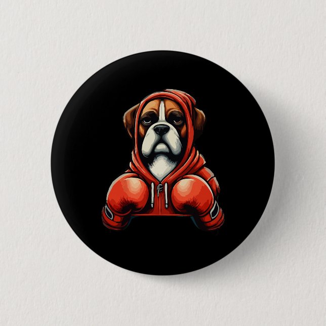 Funny Kickboxing Or Boxing Boxer Dog  2 Inch Round Button (Front)