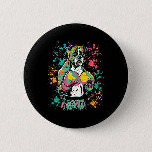 Funny Kickboxing Or Boxing Boxer Dog For Men Women 2 Inch Round Button