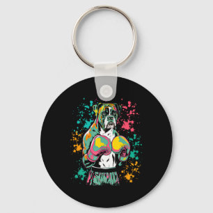 Funny Kickboxing Or Boxing Boxer Dog For Men Women Keychain