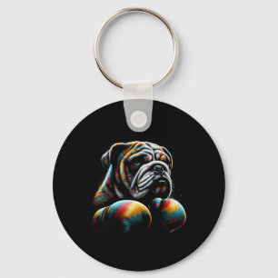 Funny Kickboxing Or Boxing Bulldog Dog For Men Wom Keychain