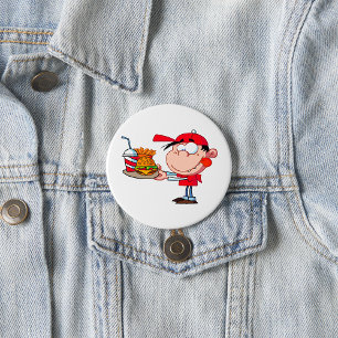 Funny Kid Fast Food Lover Burger, Fries and Drink  3 Inch Round Button