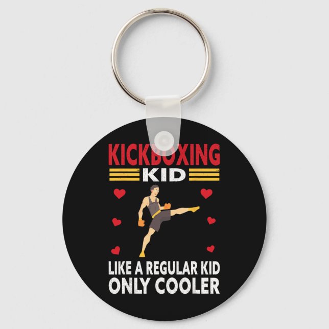 Funny Kid Kickboxer Outfit - Boxing Kid  Keychain (Front)