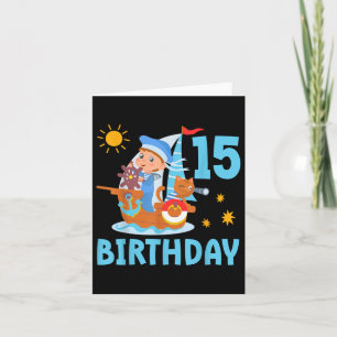 Funny Kids 15th Birthday Party Sailboat Sailing Bo Card