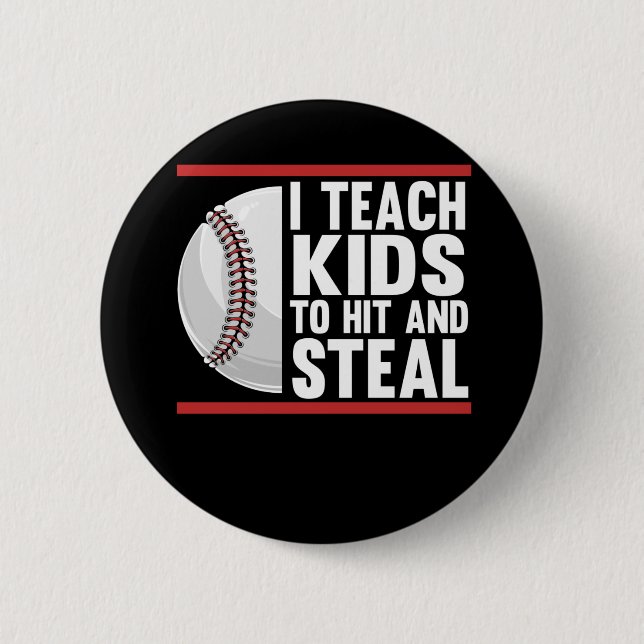 Funny Kids Baseball Coach 2 Inch Round Button (Front)