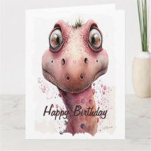 Funny Kids Cute and Lovable Pink Dinosaur Birthday