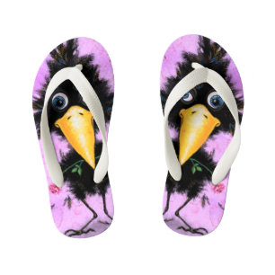 Funny Kid's Flip Flops with In Love Crow