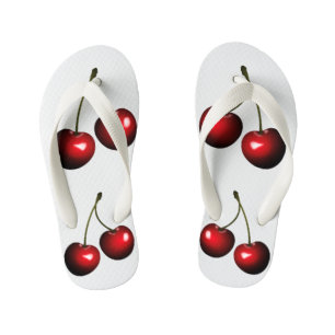 Funny Kid's Flip Flops with Red Cherries