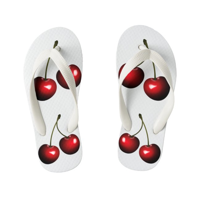 Funny Kid's Flip Flops with Red Cherries (Footbed)