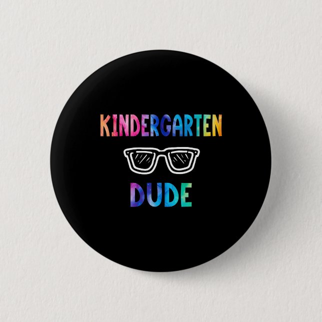 Funny Kids Rainbow Back To School Hello Kindergart 2 Inch Round Button (Front)