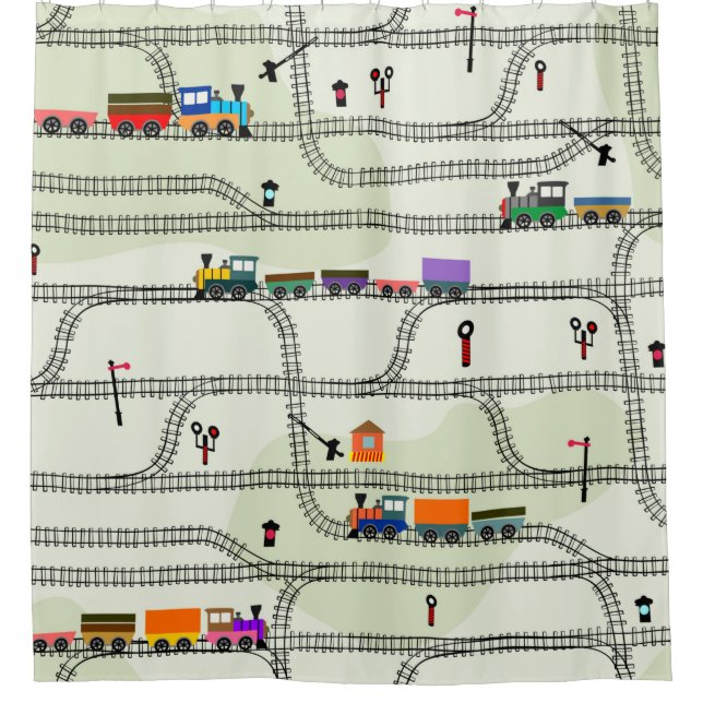 Funny kids seamless pattern railway with locomotiv (Front)