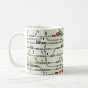 Funny kids seamless pattern railway with locomotiv coffee mug
