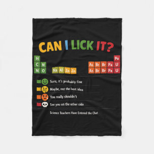 Funny Kids Teacher Can I Lick It Periodic Table Fleece Blanket