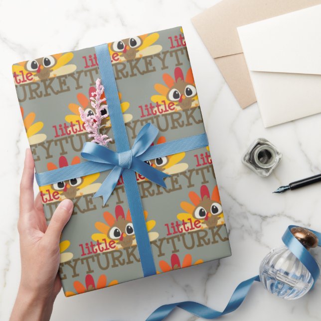 Funny kids tiled little turkey pattern party wrapping paper (Gifting)
