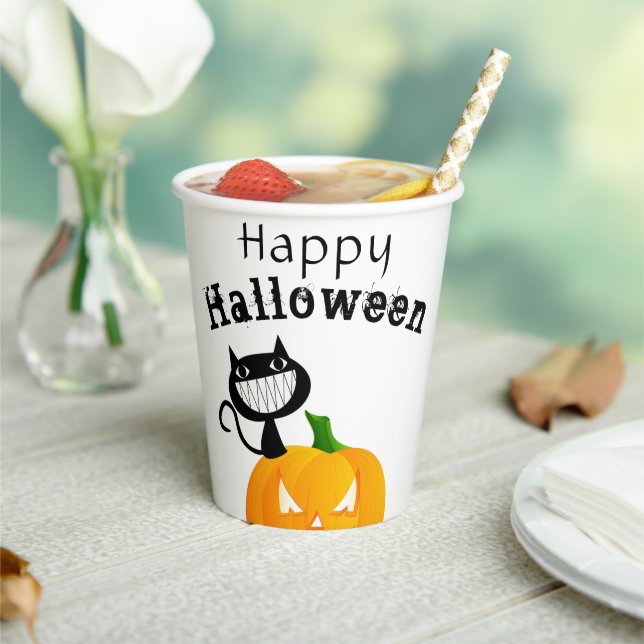 Funny Kids Trick or Treat Happy Halloween Party Paper Cups (Insitu)