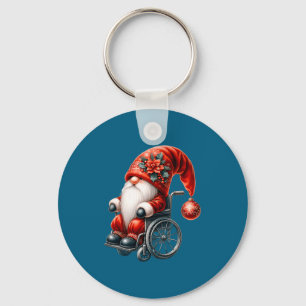 Funny Kids Wheelchair Santa Graphic For Men Christ Keychain