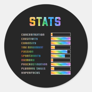 Funny Kids With Adhd Stats Neurodiversity Adhd Awa Classic Round Sticker