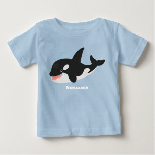 Funny killer whale orca cute cartoon illustration baby T-Shirt
