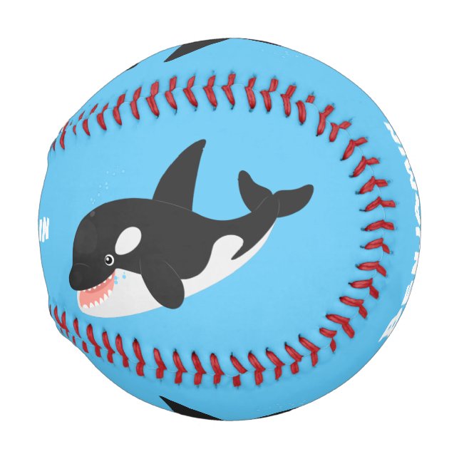 Funny killer whale orca cute cartoon illustration baseball (Front Right)