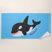 Funny killer whale orca cute cartoon illustration