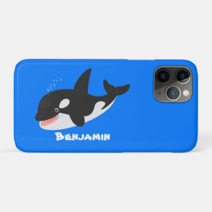 Funny killer whale orca cute cartoon illustration iPhone 11 pro case