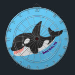 Funny killer whale orca cute cartoon illustration dartboard<br><div class="desc">This cute design features a happy smiling killer whale blowing bubbles for fun!</div>