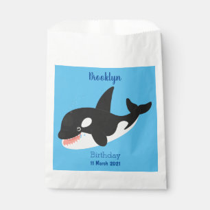 Funny killer whale orca cute cartoon illustration favour bag