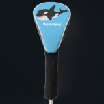 Funny killer whale orca cute cartoon illustration golf head cover<br><div class="desc">This cute design features a happy smiling killer whale blowing bubbles on a blue background for fun!</div>