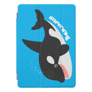 Funny killer whale orca cute cartoon illustration iPad pro cover