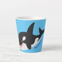 Funny killer whale orca cute cartoon illustration