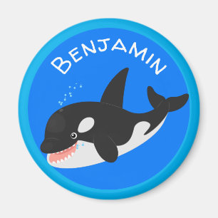 Funny killer whale orca cute cartoon illustration magnet