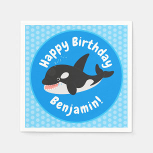 Funny killer whale orca cute cartoon illustration napkin