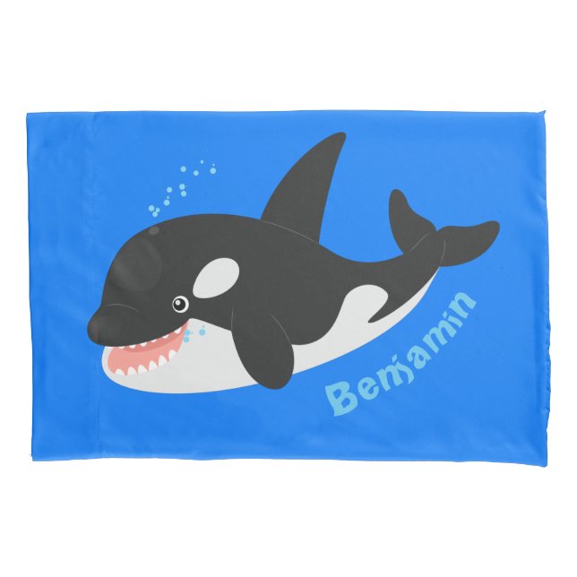 Funny killer whale orca cute cartoon illustration pillowcase (Front)