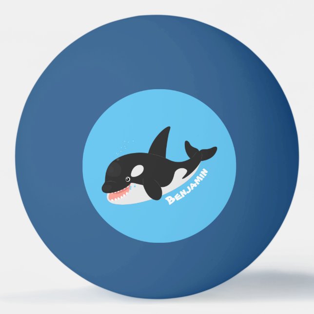 Funny killer whale orca cute cartoon illustration ping pong ball (Front)