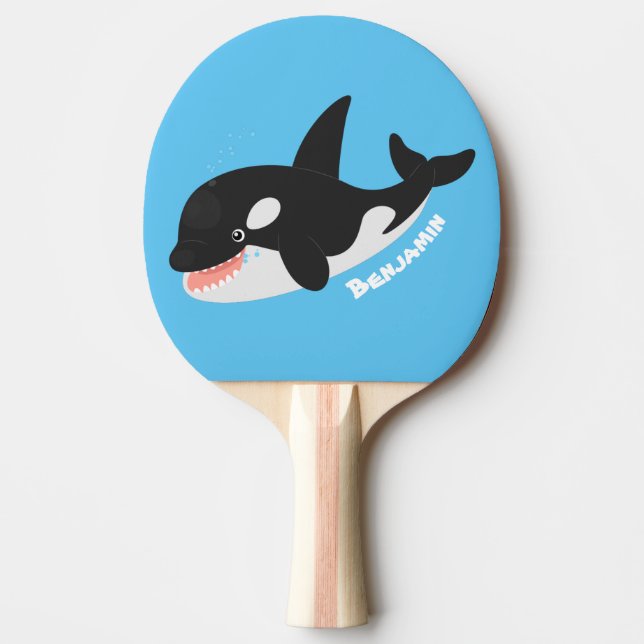 Funny killer whale orca cute cartoon illustration ping pong paddle (Front)