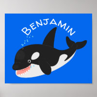 Funny killer whale orca cute cartoon illustration